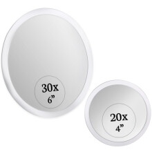 MIRRORVANA Super Zoom 30X & 20X Vergrotende Spiegelset voor Make-up - Ultra Nauwkeurige Sterke Zuignap op Badkamer- en Hollywoodspiegels 4-Inch (20 X