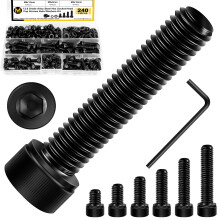 240 stuks M6 boutmoeren en bouten assortimentset M6 schroef x 8/10/12/16/20/25/30 mm klasse 12,9 gelegeerd staal M6 metrische schroefassortiment moer