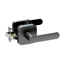 ULTRALOQ Passage Lever Door Handle Reversible Black Front Door Handle No Lock for Interior or Exterior Door Closet Hallway Adjustable Latch Backs