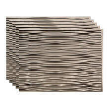 FASDE Waves Decorative Vinyl 18in x 24in Backsplash Panel in Brushed Nickel (5 Pack)