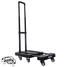 dbest products Trolley Dolly Plattformwagen, 6-Rad-Handkarre zum Bewegen, zusammenklappbarer Handkarren, Teleskopgriff, erweiterbare Zehenplatte und