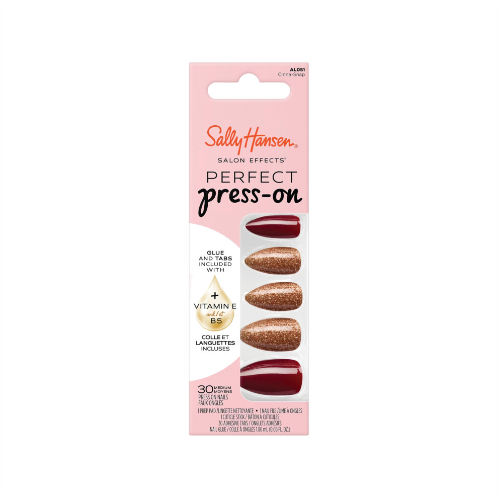 Ongles à pression parfaits Sally Hansen Salon Effects Ongles à pression Cinna-Snap faciles à appliquer Colle à ongles et languettes adhésives inc