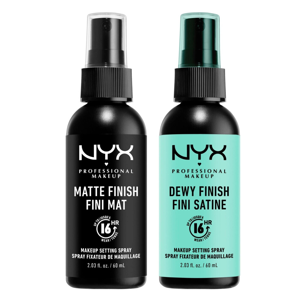 NYX PROFESSIONAL MAKEUP Makeup Setting Spray  Matte + Dewy Finish ( Pack Of 2)  Setting Spray for 16HR Make Up Wear
