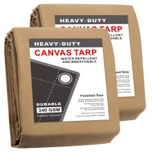 CARTMAN Frdig storlek 6x8 fot Tan 2PK Canvas presenning med rostskra genomfringar Heavy Duty Multipurpose presenningsskydd fr kapelltlt Tak