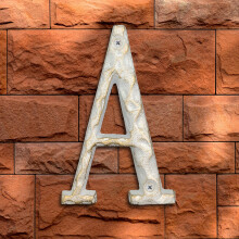 5 Inch High Home Address House Numbers- Unique Cast Iron Metal Mailbox Number/Letters for Outside or Front Door Handmade Gold & White Finish (Letter