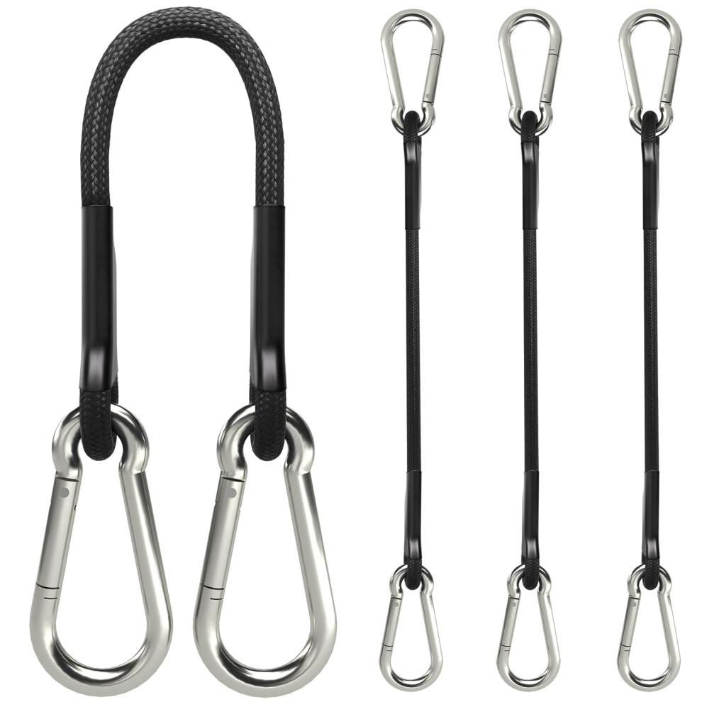 Sprookber Lot de 4 tendeurs élastiques robustes de 30,5 cm avec mousqueton en acier inoxydable pour bâches de camping, porte-vélos, chariots à ma