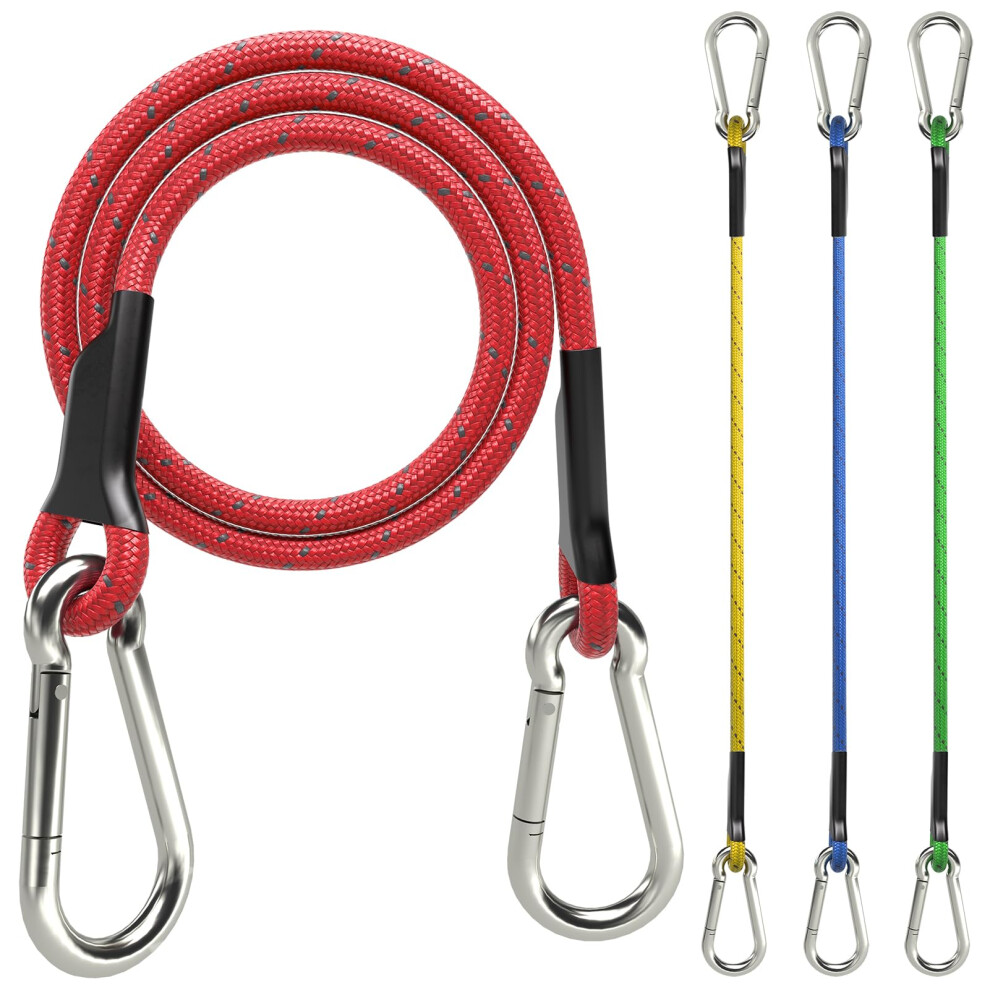 Sprookber Lot de 4 tendeurs élastiques robustes de 61 cm avec mousqueton en acier inoxydable pour bâches de camping, porte-vélos, chariots à main