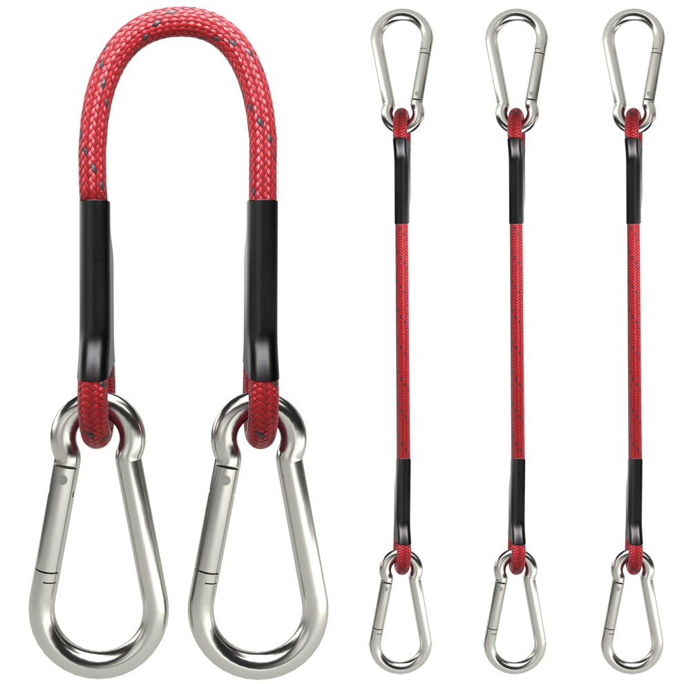 Sprookber Lot de 4 tendeurs élastiques robustes de 30,5 cm avec mousqueton en acier inoxydable pour bâches de camping, porte-vélos, chariots à ma