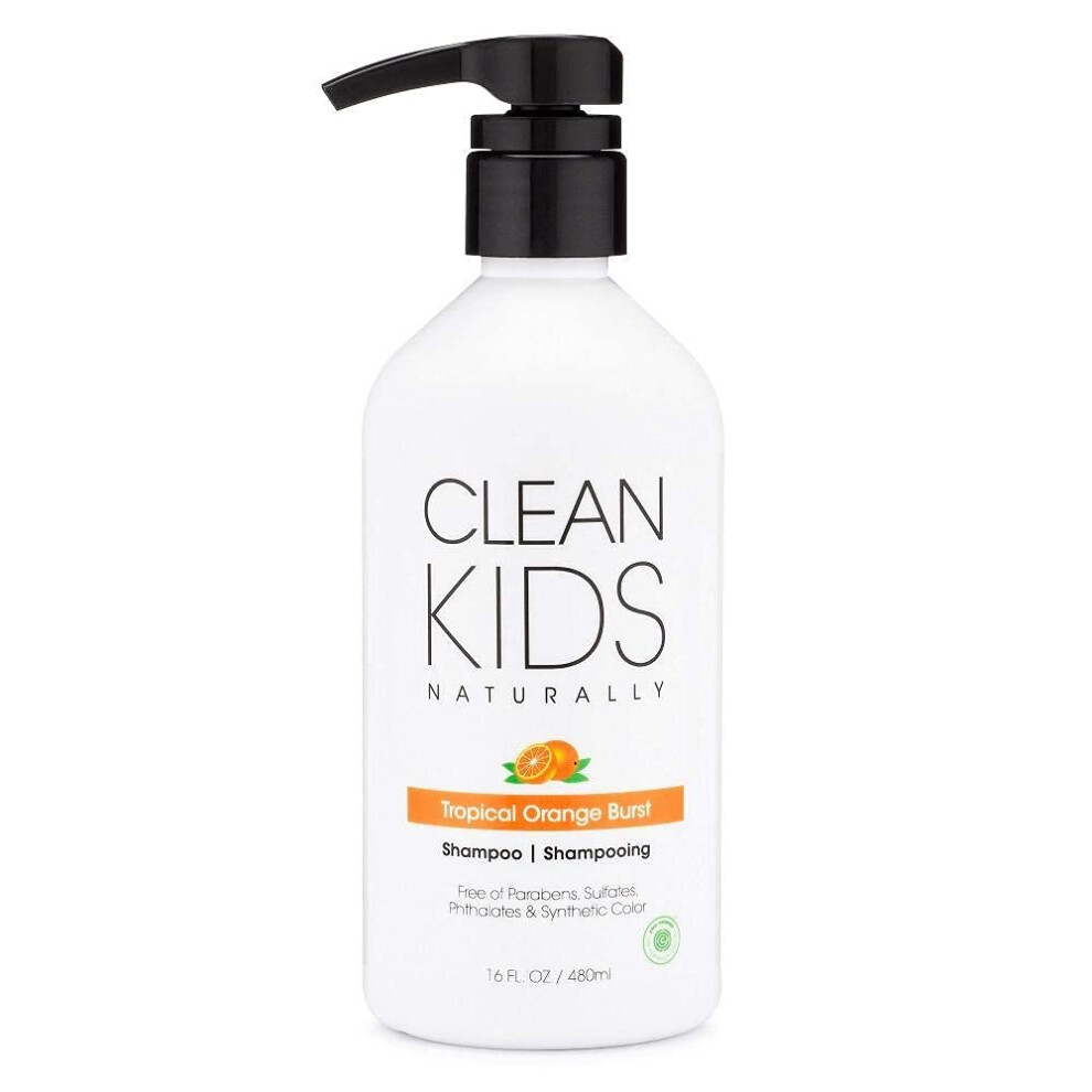 Clean Kids Naturally Tropical Orange Burst Shampoo  All-Natural  Gluten-free  Vegan  and Cruelty-free  Paraben-free  16 oz (1 Bottle)