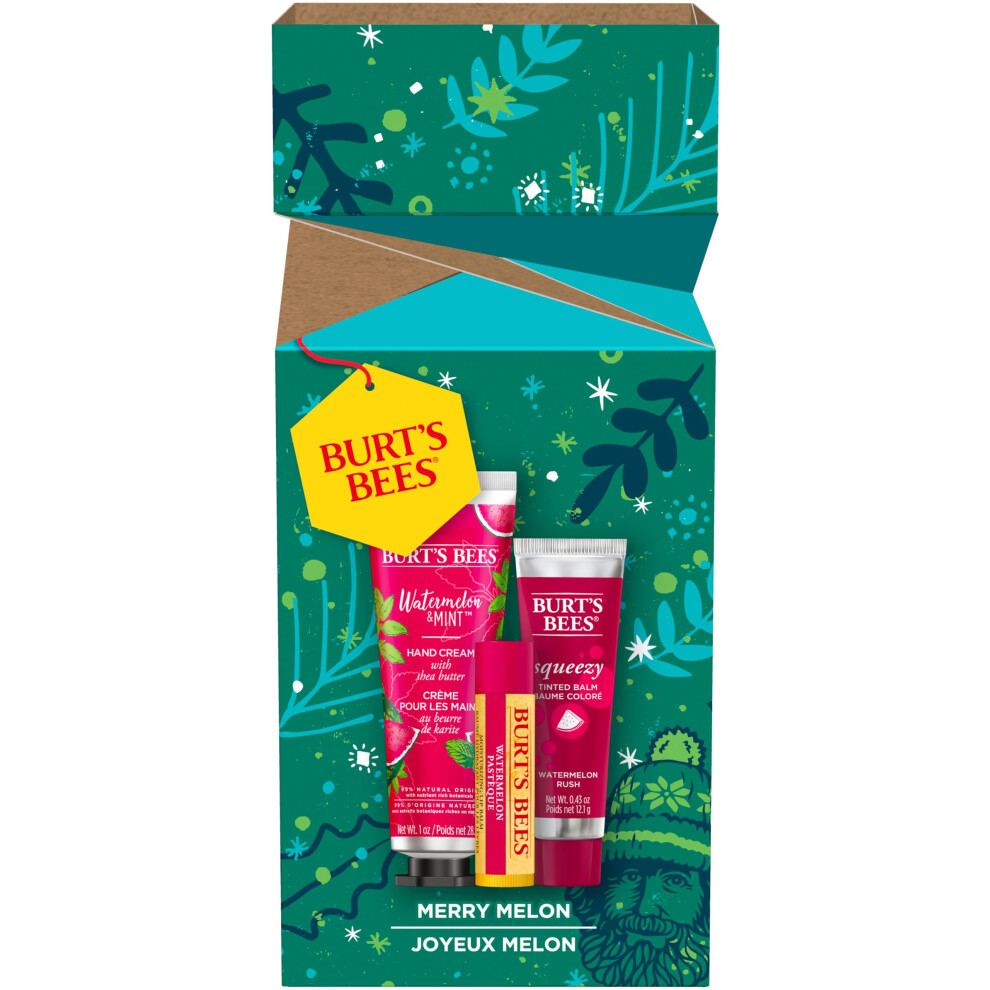 Burt's Bees Lip Balm  Squeezy Tinted Balm and Hand Cream Gift Set  Merry Melon  Ready to Give Holiday Gift  1 Gift Set