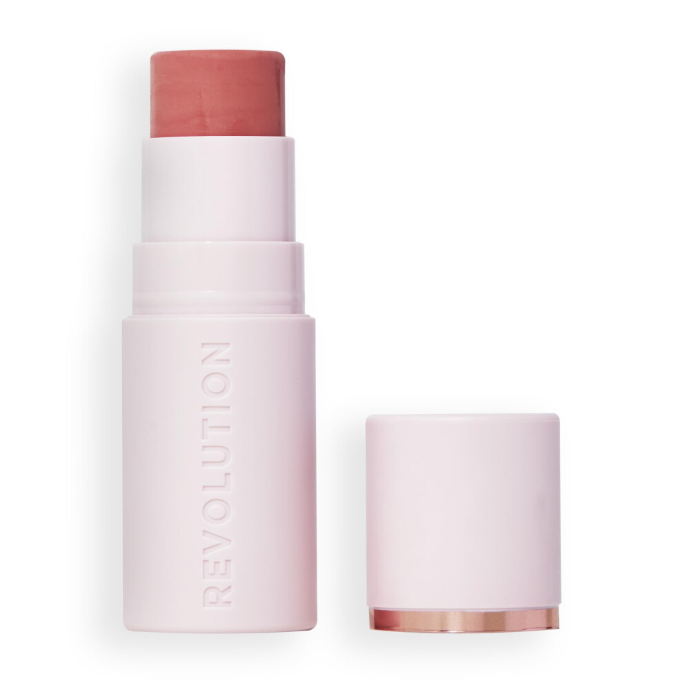 Revolution  Skin Silk Marble Blush Stick  Buildable Color for Cheek  Eye  & Lip  Cream-to-Powder Formula  Vegan & Cruelty-Free  Peachy Pink  0.15 oz