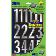 N meros troquelados de vinilo autoadhesivos Hy-Ko Products MM-33N, 3"" (7,6 cm), color plateado, 26 unidades