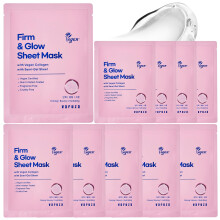 Varuza Firm & Glow Sheet Mask mit veganem Kollagen-Halbgel-Blatt, biologisch abbaubares Halbgel-Blatt aus 100 % Zellulose für Anti-Aging-Hydratation,