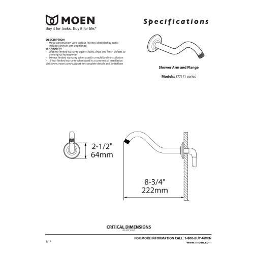Moen 177171 Belfield Douchearm en Flens Chroom 1