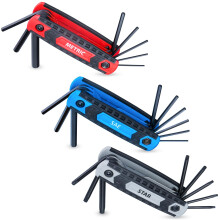 25-delige complete inklapbare inbussleutelset Metrisch 1,5 mm - 8 mm SAE 5/64- 1/4 ster T9 - T40 | Cr-V-staal Nauwkeurige en afgeschuinde punten | 3-