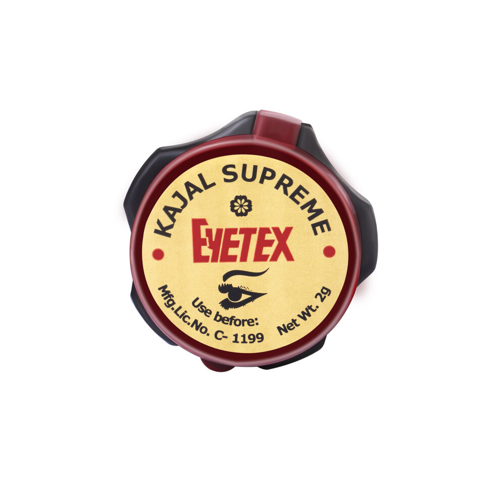 Eyetex Kajal Supreme Paste, Black Baby-Safe, All Natural Kajal, Delicato Sulla Pelle, Effetto Rinfrescante Sugli Occhi, Popolare Da Oltre 80 Anni, Confezione Da 3-image