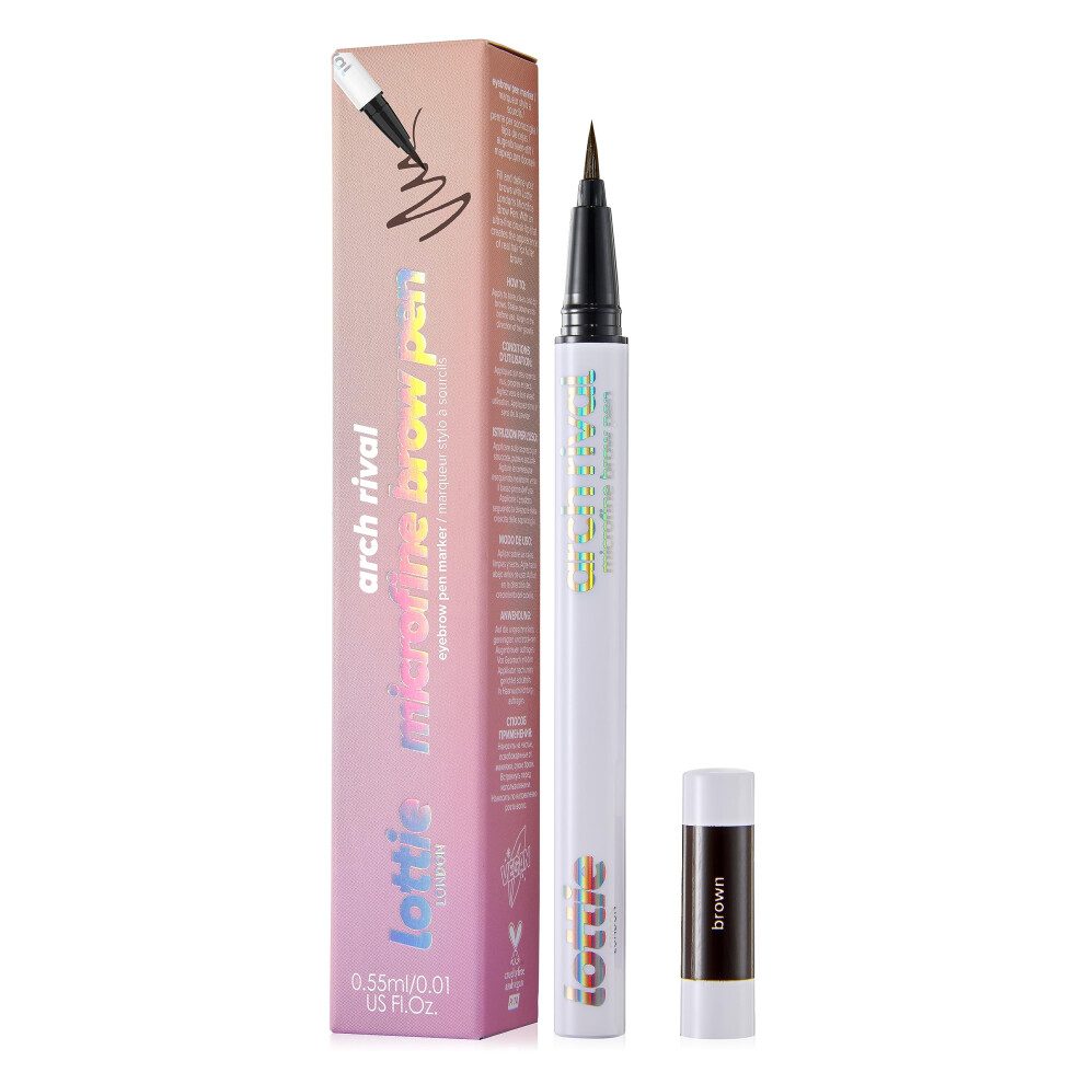 Lottie London Arch Rival- Microfine Brow Pen in Brown  Ultra-fine Eyebrow pen that creates realistic hair-like strokes to fill  define and enhance bro