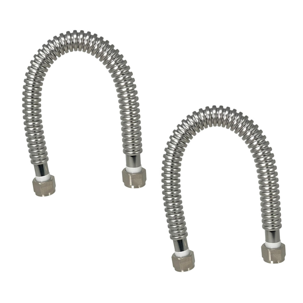 Procuru 2-Pack 3/4"""" Fip X 18"""" (1.5Ft) Stainless Steel Water Heater Flex Connector Certified Safe (6Waa18-2P) 810162572204