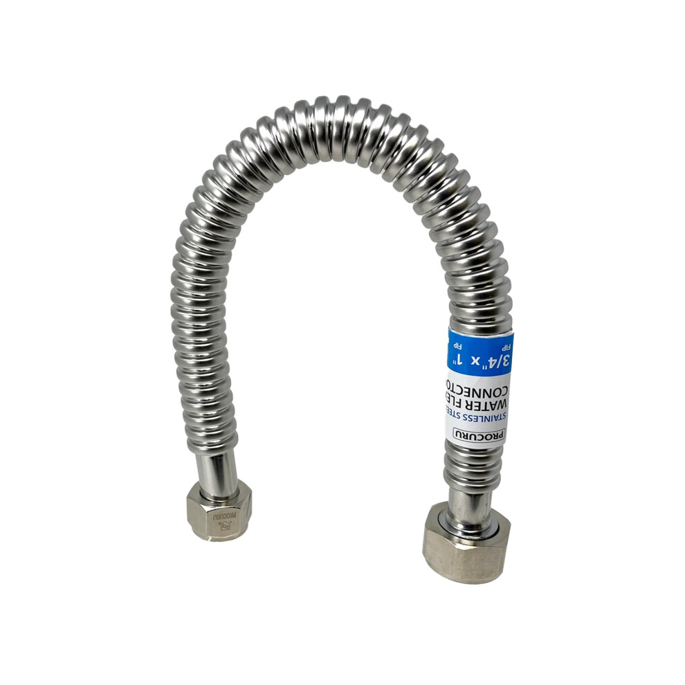 Procuru 1-Pack 3/4"""" Fip X 1"""" Fip X 18"""" (1.5Ft) Stainless Steel Water Heater Flex Connector Certified Safe (6Wba18-1P) 810162572150
