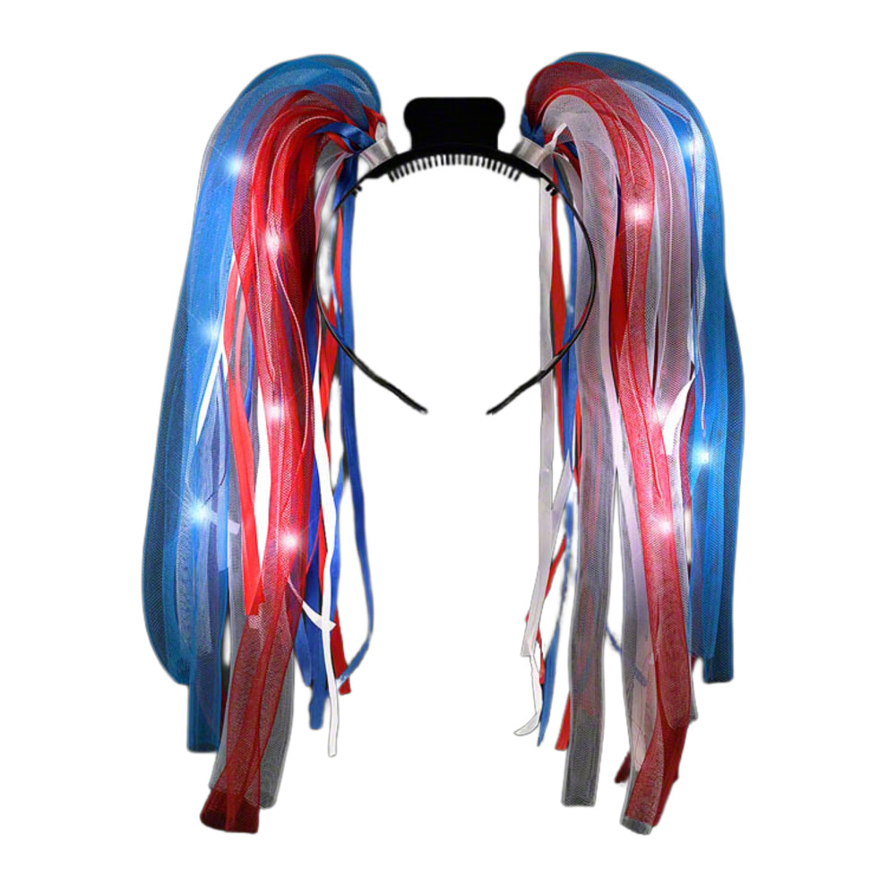 Bandeau patriotique blinkee rouge, blanc et bleu avec dreadlocks clignotantes | Rayon bandeaux | 1 article par quantit   command  e