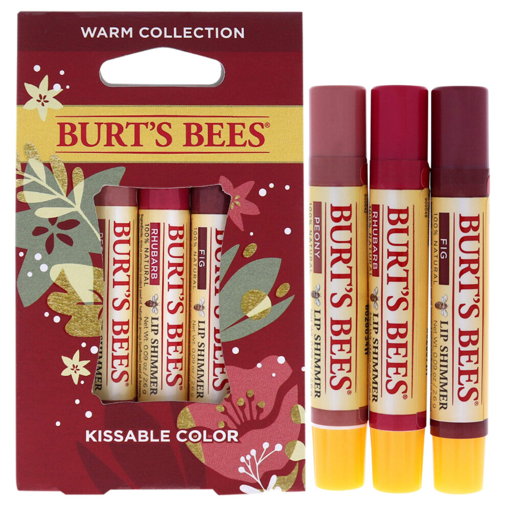 Burts Bees Kissable Color Warm Collection Unisex Lip Shimmer Peony  Rhubarb  Fig 3 oz