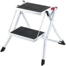 VEVOR Step Ladder 2-Step 330lbs Capacity Ergonomic Folding Steel Step Stool with Wide Anti-Slip Pedal Sturdy Step Stool for Adults Toddlers Multi-U