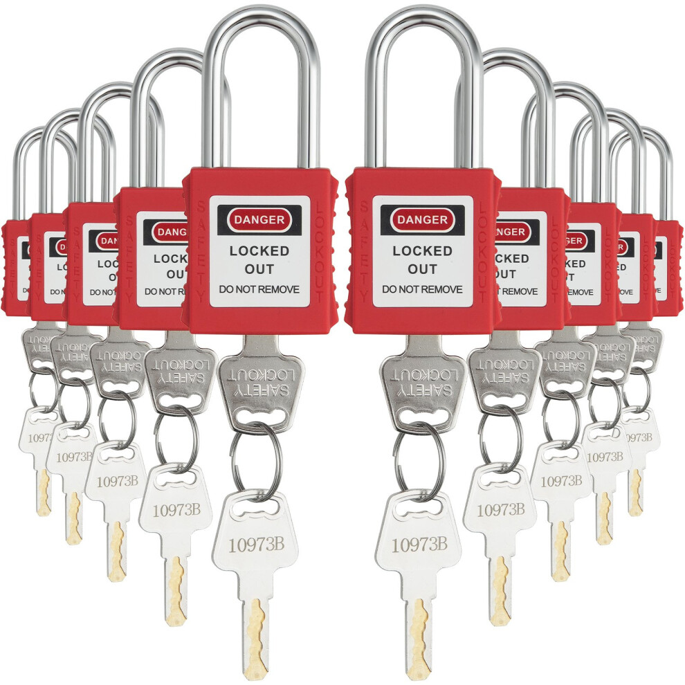 VEVOR Lockout Tagout Locks Set  10 PCS Red Safety Lockout Padlocks  with 2 Keys Per Lock  OSHA Compliant Lockout Locks  Lock Out Tag Out Safety Padloc