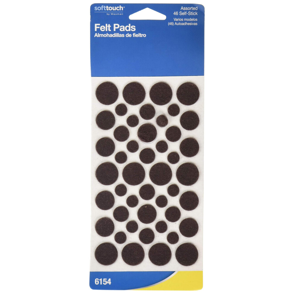 Softtouch 4615495n Brown Self-Stick Round Felt Pads Assorted Sizes 46 Count-image-OPC-PGTH27X-NEW