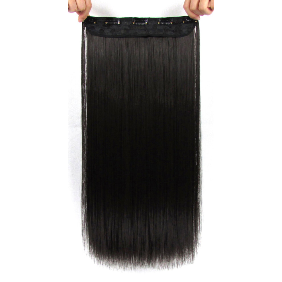Kr Sna?Gal Ria Beaute Galleria 22 Inches Straight Half Head Clip In Synthetic Hair Extensions Cosplay Hairpiece For Women (Natural Black)