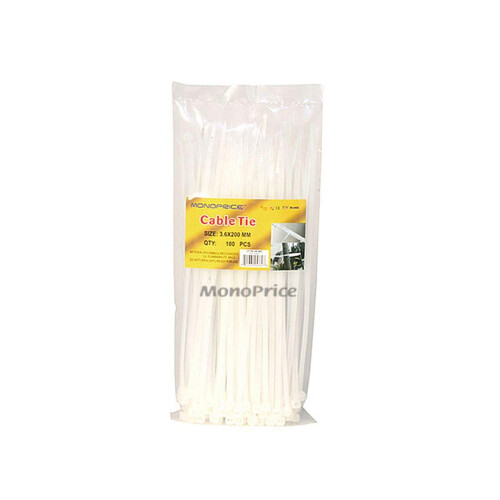 Monoprice Kabelbinder 8 inch 40LBS 100 stks/pak - Wit 2