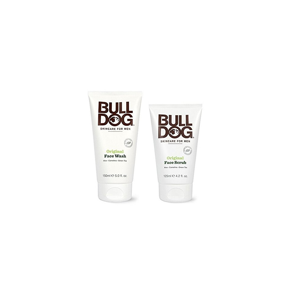 Bulldog Skincare for Men Original Face Wash and Original Face Scrub Bundle with Green Tea Leaf Extract  Aloe Barbadensis Leaf Juice and Oat Kernel Mea