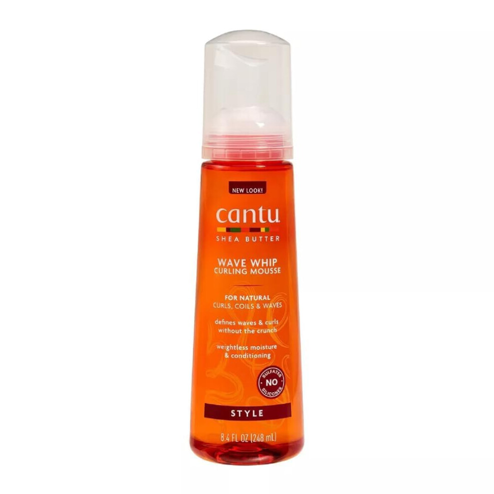 Cantu Shea Butter for Natural Hair Wave Whip Curling Mousse  8.4 Ounce (Pack of 4)