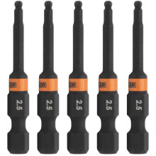 Kogeleind zeskant 2,5 mm slagschroevendraaierbit - Railer inbussleutel boor zeskantbits. 1/4 Quick Release S2 staal 2 inch 2,5 mm zeskantbits met kog