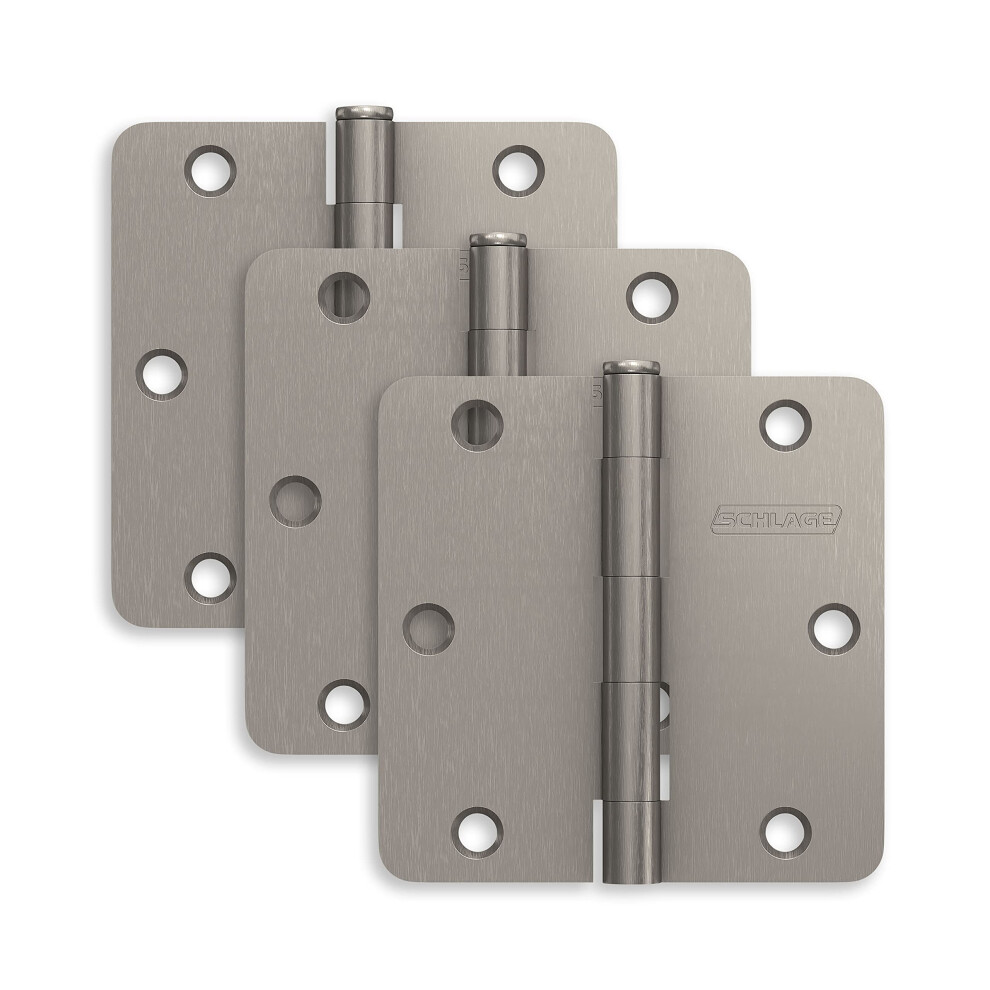 Photos - Other for Repair Schlage 3.5"""" Door Hinge with 1/4"""" Radius Round Corner in Satin Nickel  1012F(3-Pack)