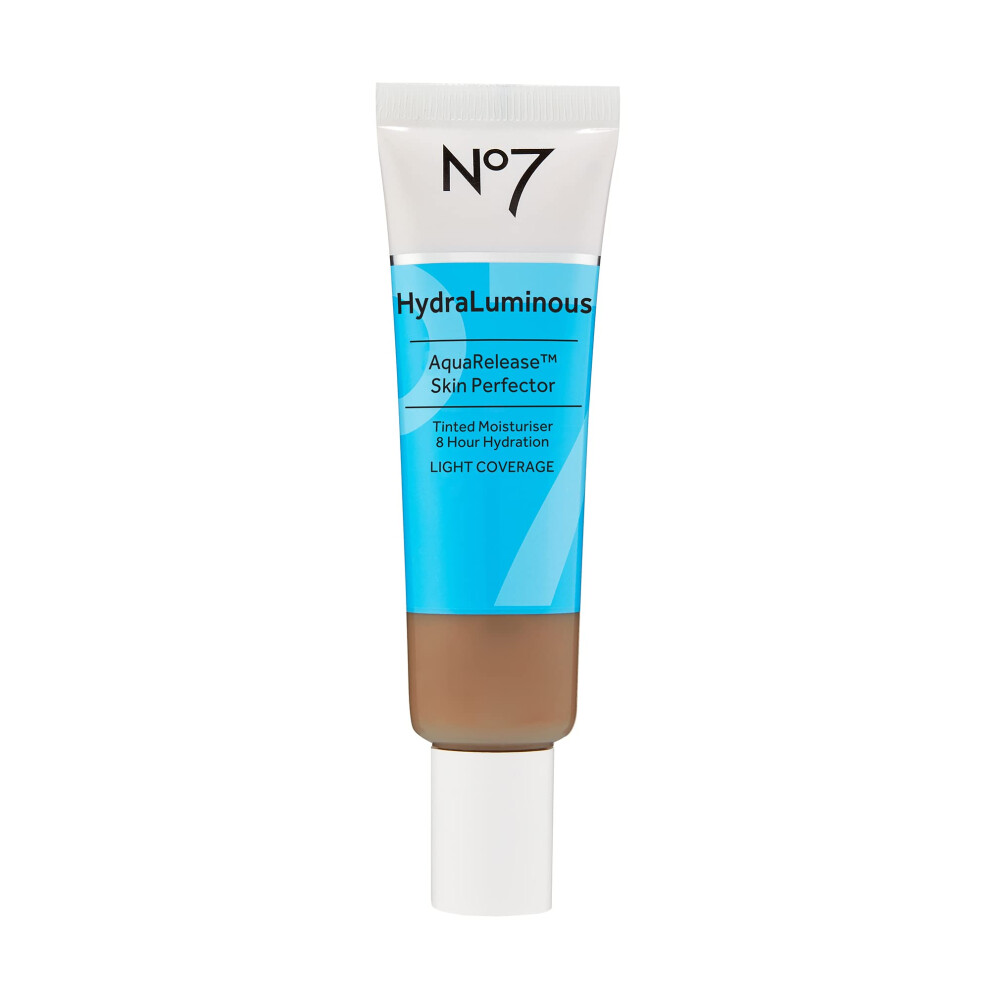 No7 HydraLuminous AquaRelease Skin Perfector - Medium Rich - Hydrating Tinted Moisturizer & Foundation for Face - Ceramides & Vitamin B5 for Long Last