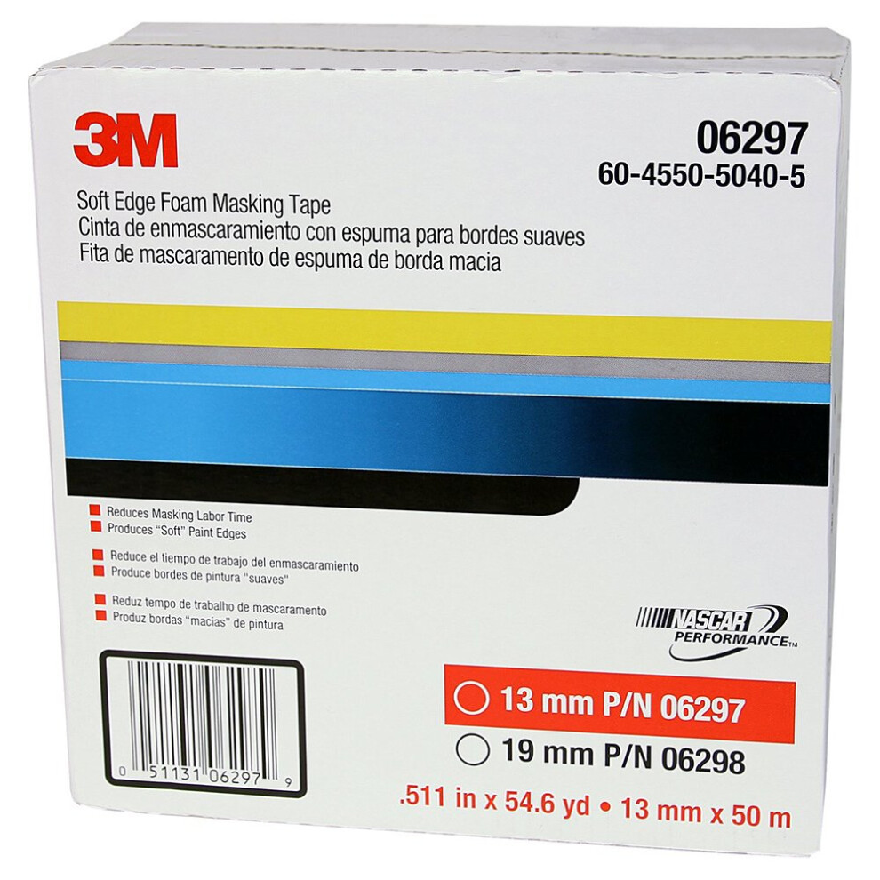 3M Soft Edge Foam Masking Tape  06297  13 mm x 50 m   White
