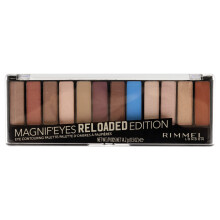 Rimmel London Magnif'Eyes Lidschatten-Palette, 12 Farbt  ne, mischbare Formel, vielseitig, 012 Reloaded, 0,5 oz