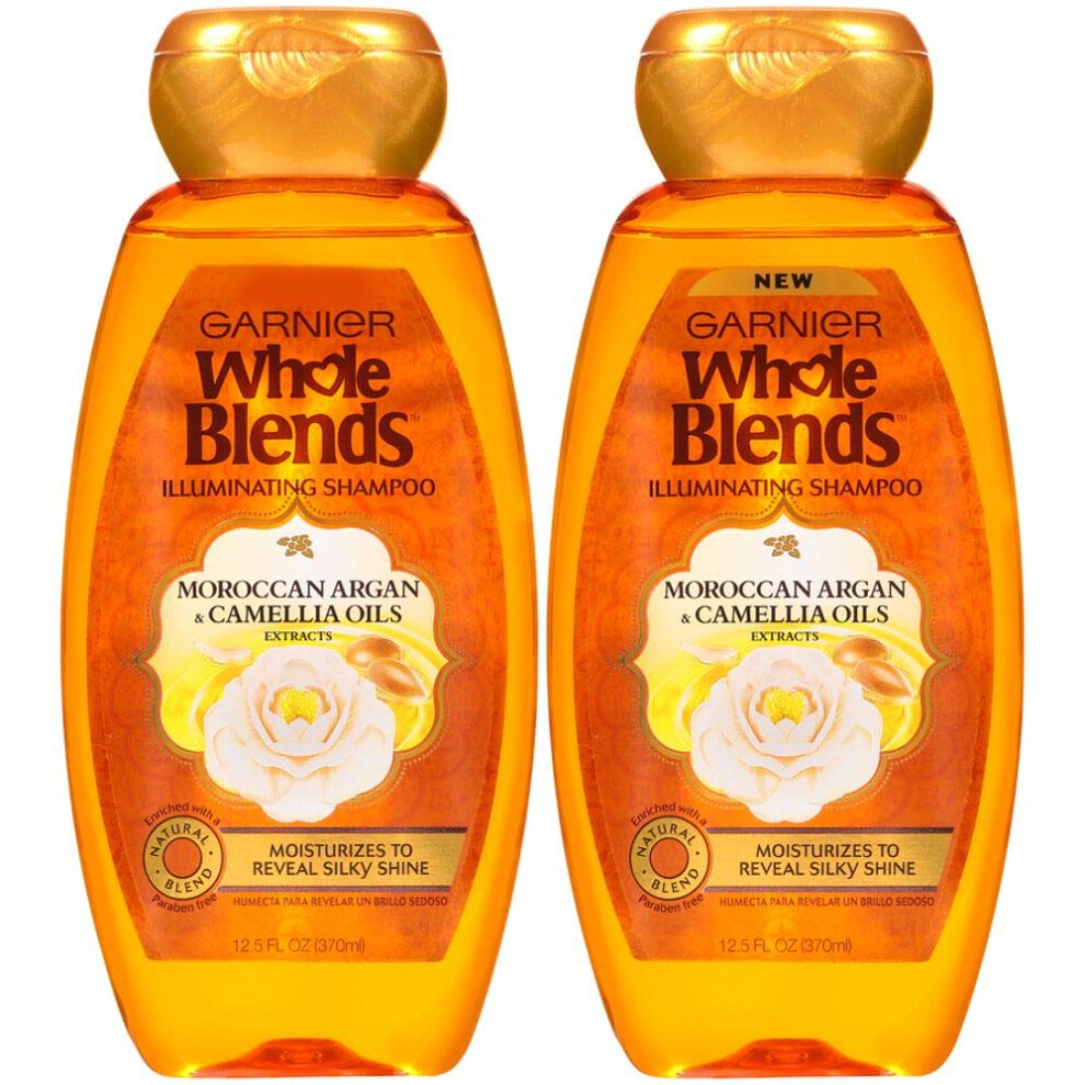 Garnier Whole Blends Illuminating Shampoo with Moroccan Argan and Camellia Oils Extracts  12.5 floz (Packaging May Vary)  2 Count
