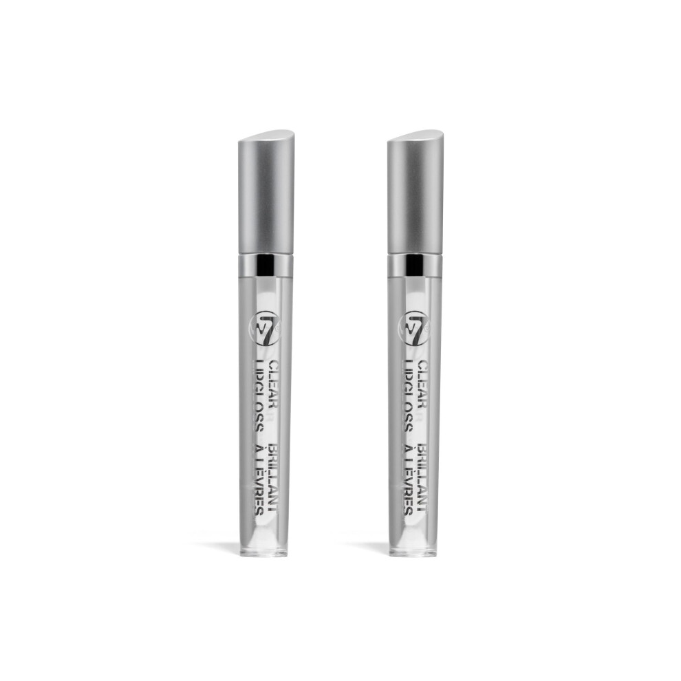 W7 Lip Gloss Wand - Soft Clear Liquid Gloss - Non-Sticky  High-Shine Finish - 2 Pack