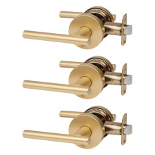 Designers Impressions Kain Design Satin Brass Privacy Euro Door Lever Hardware (Bed and Bath)  3 Pack