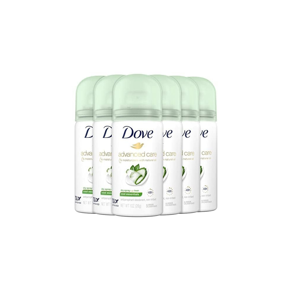 Dove Antiperspirant Deodorant Dry Spray  Go Fresh Cool Essentials Travel Size  1 Ounce (Pack of 6)