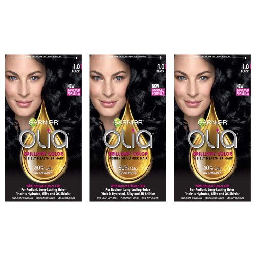 Garnier Βαφή μαλλιών Garnier Olia Μόνιμη βαφή μαλλιών με λάδι 1.0 μαύρο 3 τεμάχια