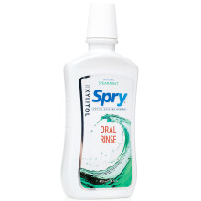 Enxaguante bucal Spry com xilitol, enxaguante oral sem flor com suporte para esmalte, hortel natural - 16 fl oz (pacote com 1)