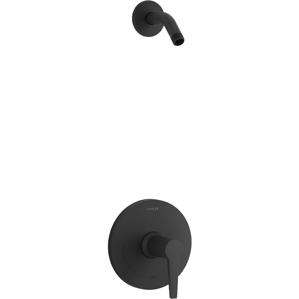 Photos - Other Bathroom Accessories Kohler K-TLS97077-4-BL Pitch Rite-Temp Shower Trim Set Without Showerhead Shower Arm and Flange and Faceplate with Lever Han 