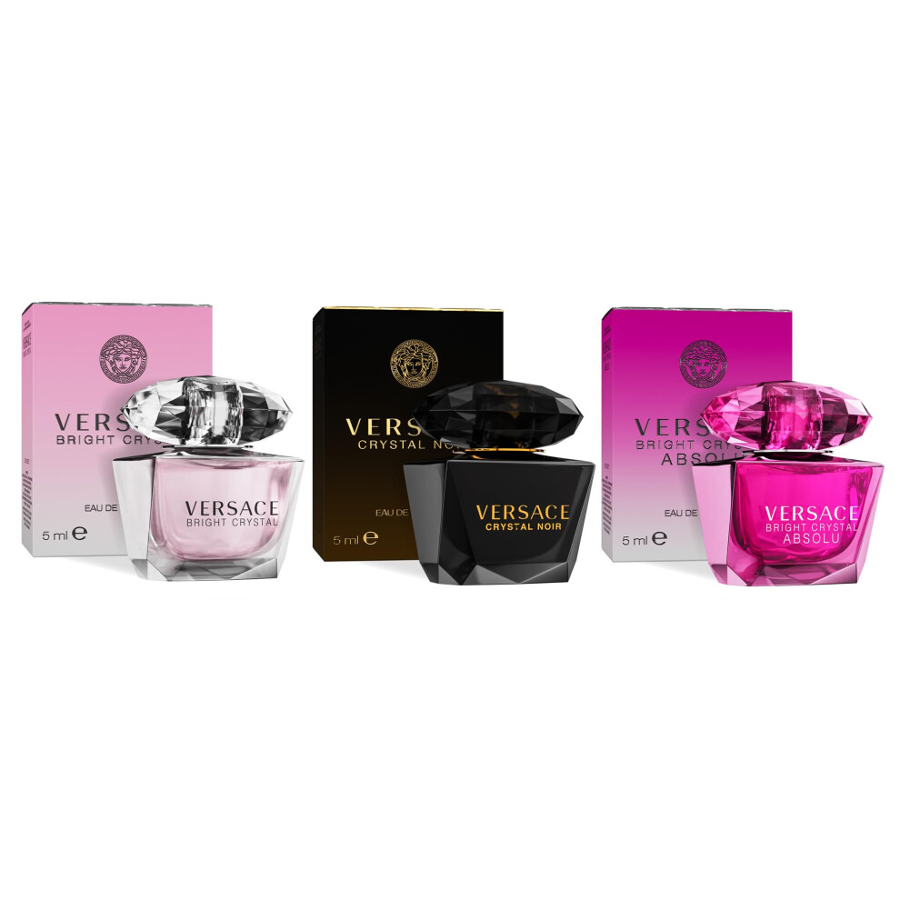 Versace Perfume for Women Set of 3 Mini  Bright Crystal  Crystal Noir  Bright Crystal Absolu  Perfume for Women Fragrance Sampler Set Designer Womens