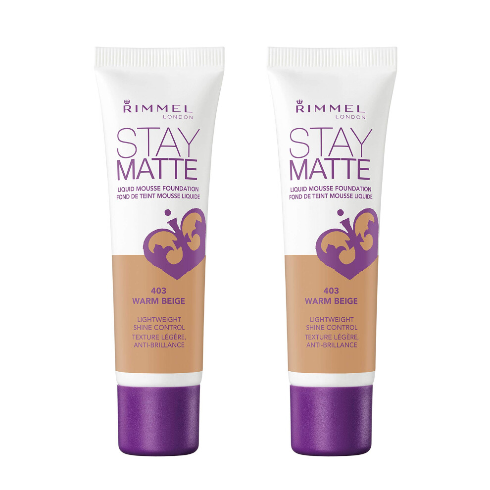 Rimmel Stay Matte Liquid Foundation  Warm Beige  1 Fl Oz  Pack of 2
