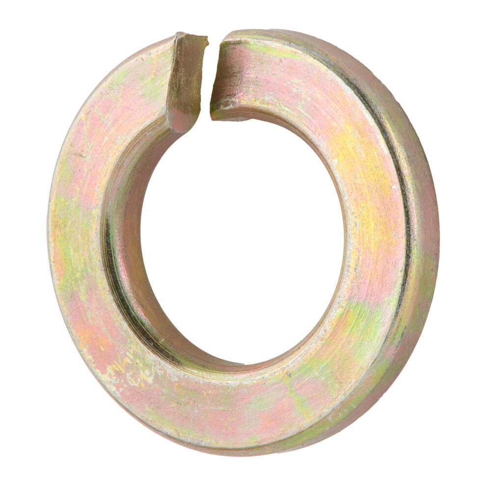 7/16"""" (100 Pack) Grade 8 Lock Washer Split Thru-Hardened Yellow Zinc By Makers Bolt 810074743303