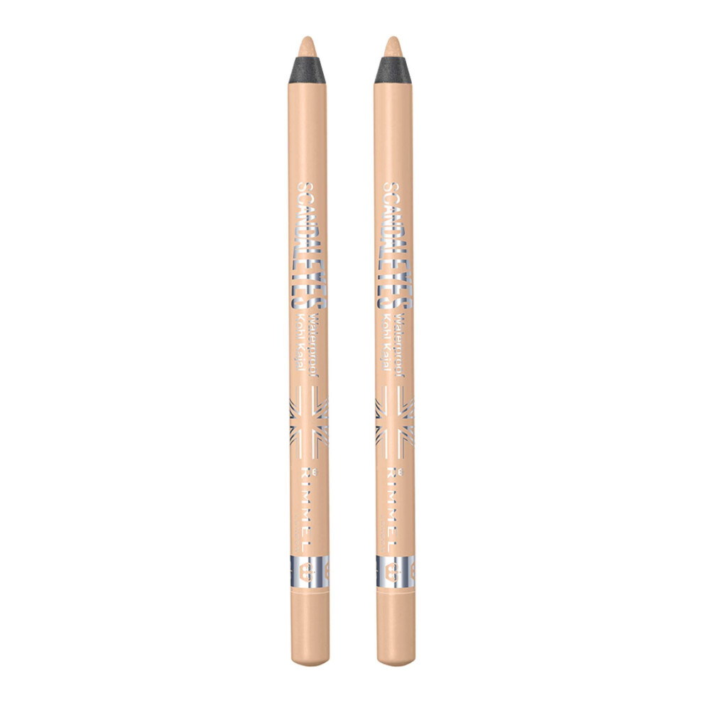 Rimmel London Scandaleyes Waterproof Kohl Kajal Eyeliner Pencil  Intense Color  Long-Wearing  Smudge-Proof  005  Nude (Pack of 2)