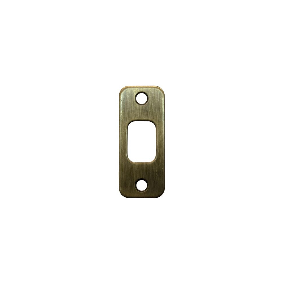Stone Harbor Hardware Round Corner Deadbolt Strike Plate 1-1/8"""" X 2-3/4"""" 2-1/8"""" Center-To-Center Antique Brass 874965009664