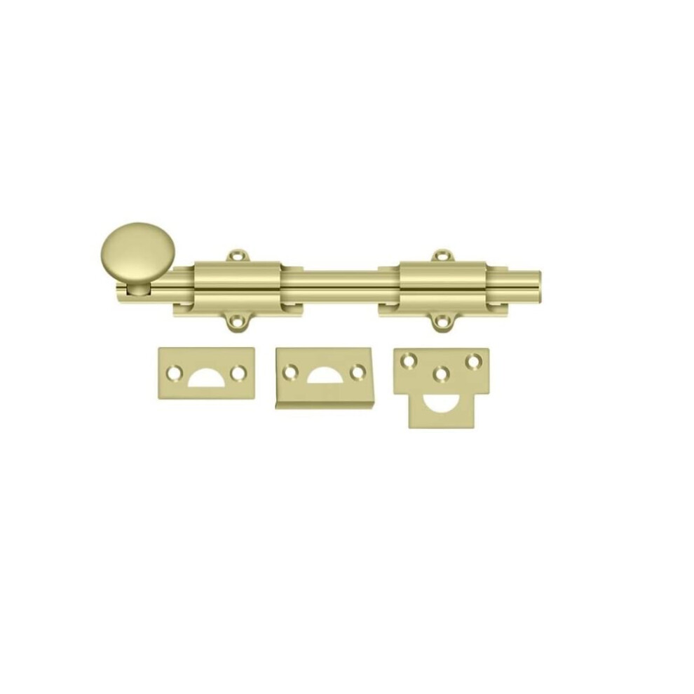 Deltana 8Sb3-Unl Heavy Duty Surface Bolt 8"""" Unlacquered Bright Brass 760923386109